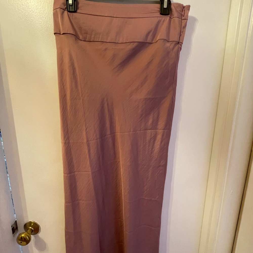 Blush Pink Free People Satin MIDI Skirt